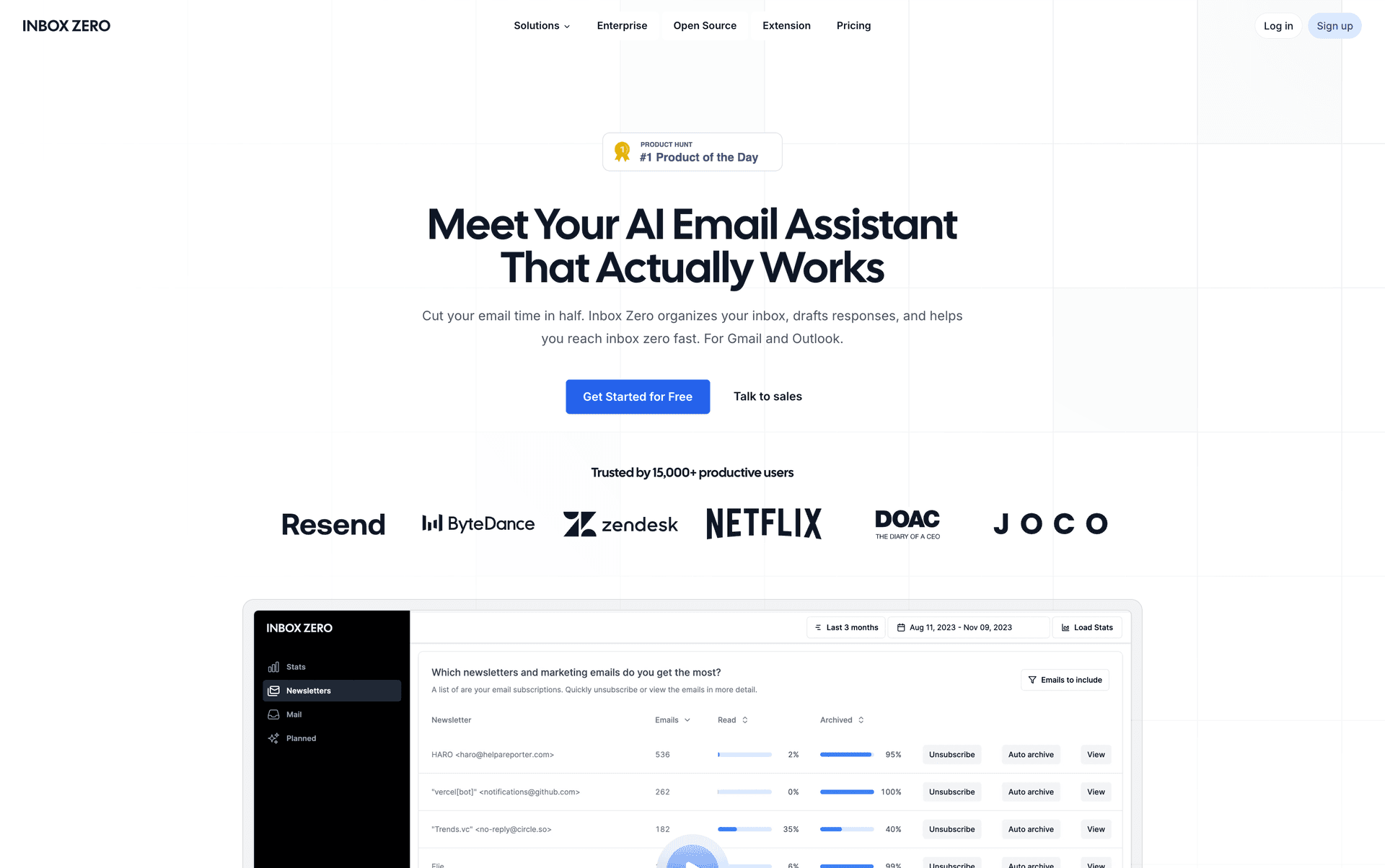 Inbox Zero AI interface